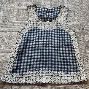Calypso St. Barth Navy and Cream Gingham Top